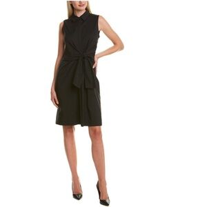 Lafayette 148 Cabella Black Faux Wrap Knee Length Sleeveless Office Wear Dress